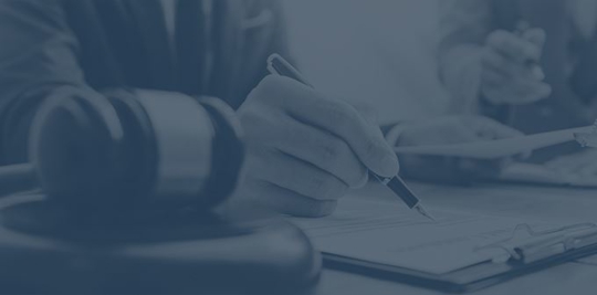 gavel, pen, documents