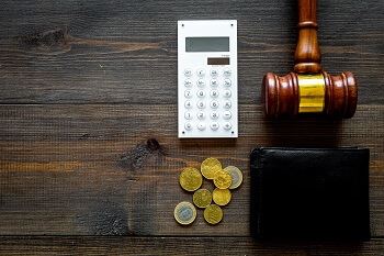 Gavel with Wallet, Money, and Calculator
